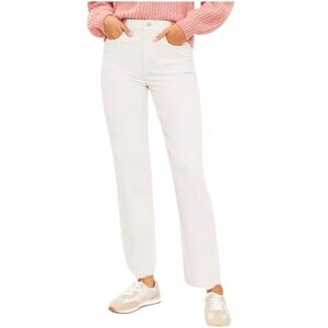 LOFT Thick Corduroy Straight Leg Pants w/ Raw Hem in Ivory Size 30/10
